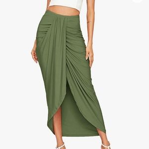 Draped Maxi Skirt with Slit